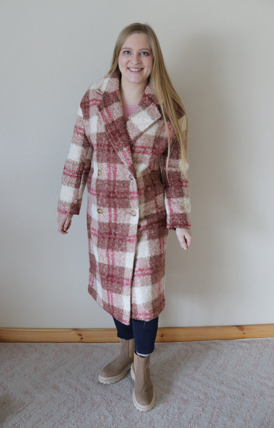 Blush Long Plaid Jacket