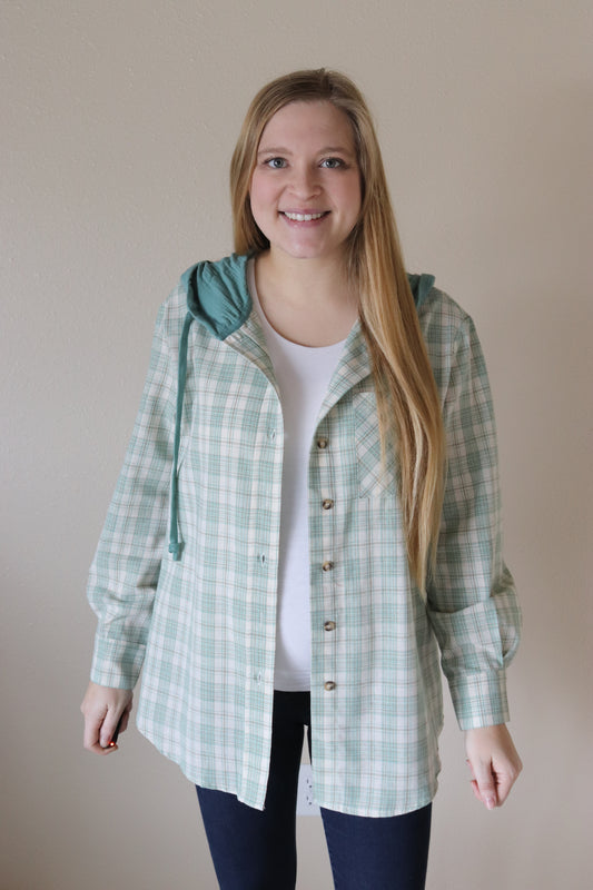 Jade Plaid Button Up