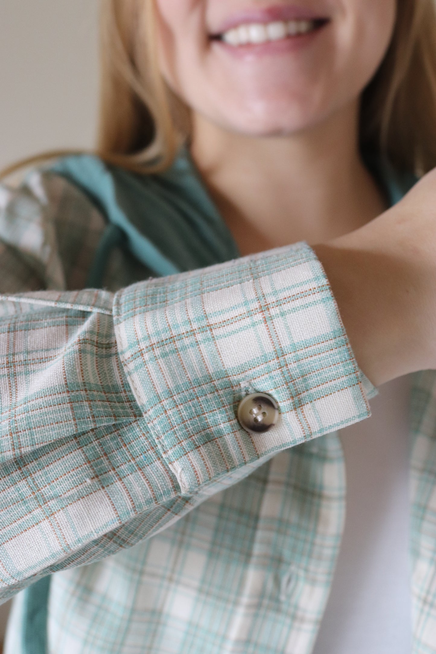 Jade Plaid Button Up