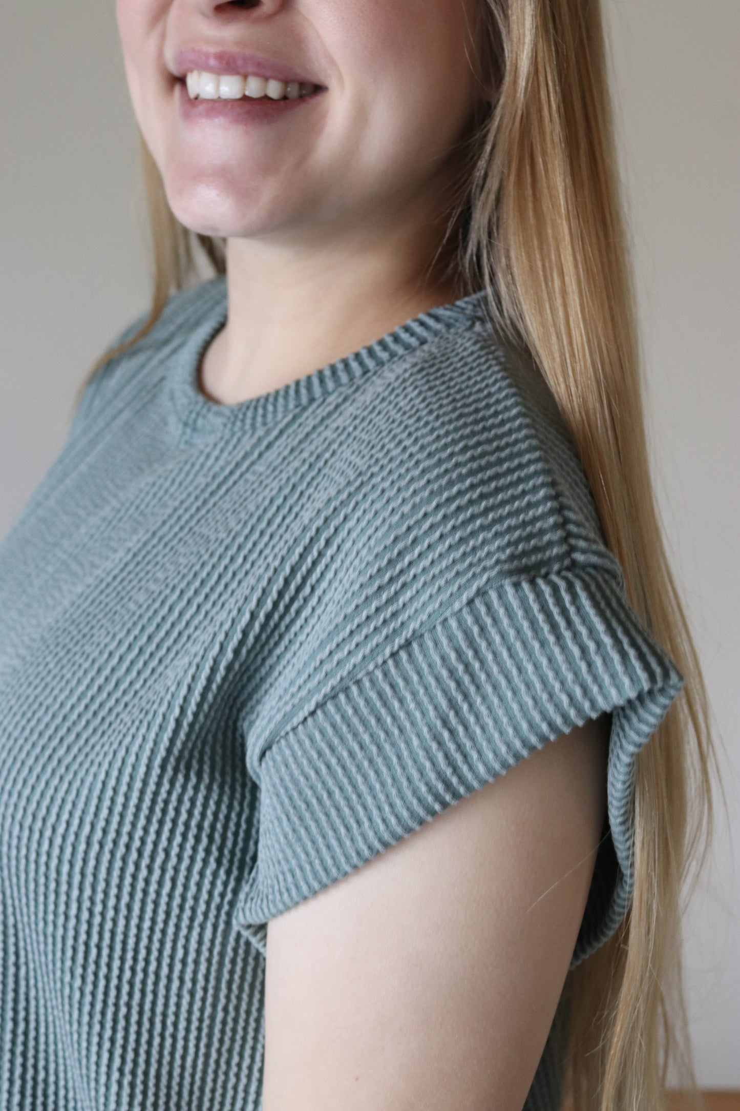 Vintage Olive Ribbed Dolman Top