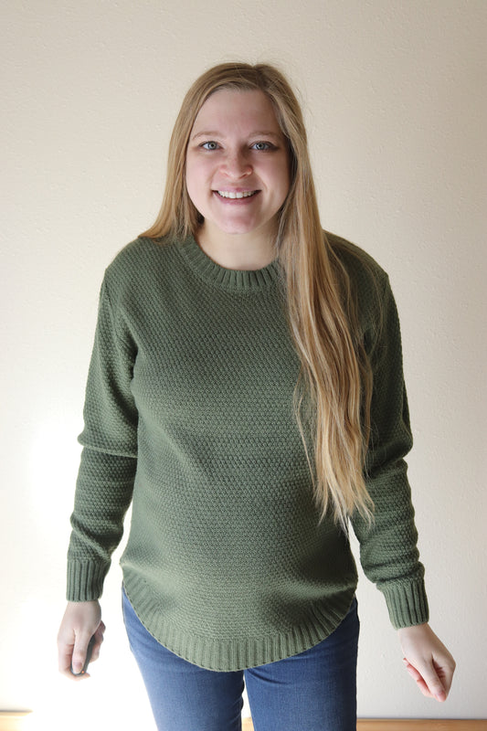 PLUS: Olive Round Neck Sweater