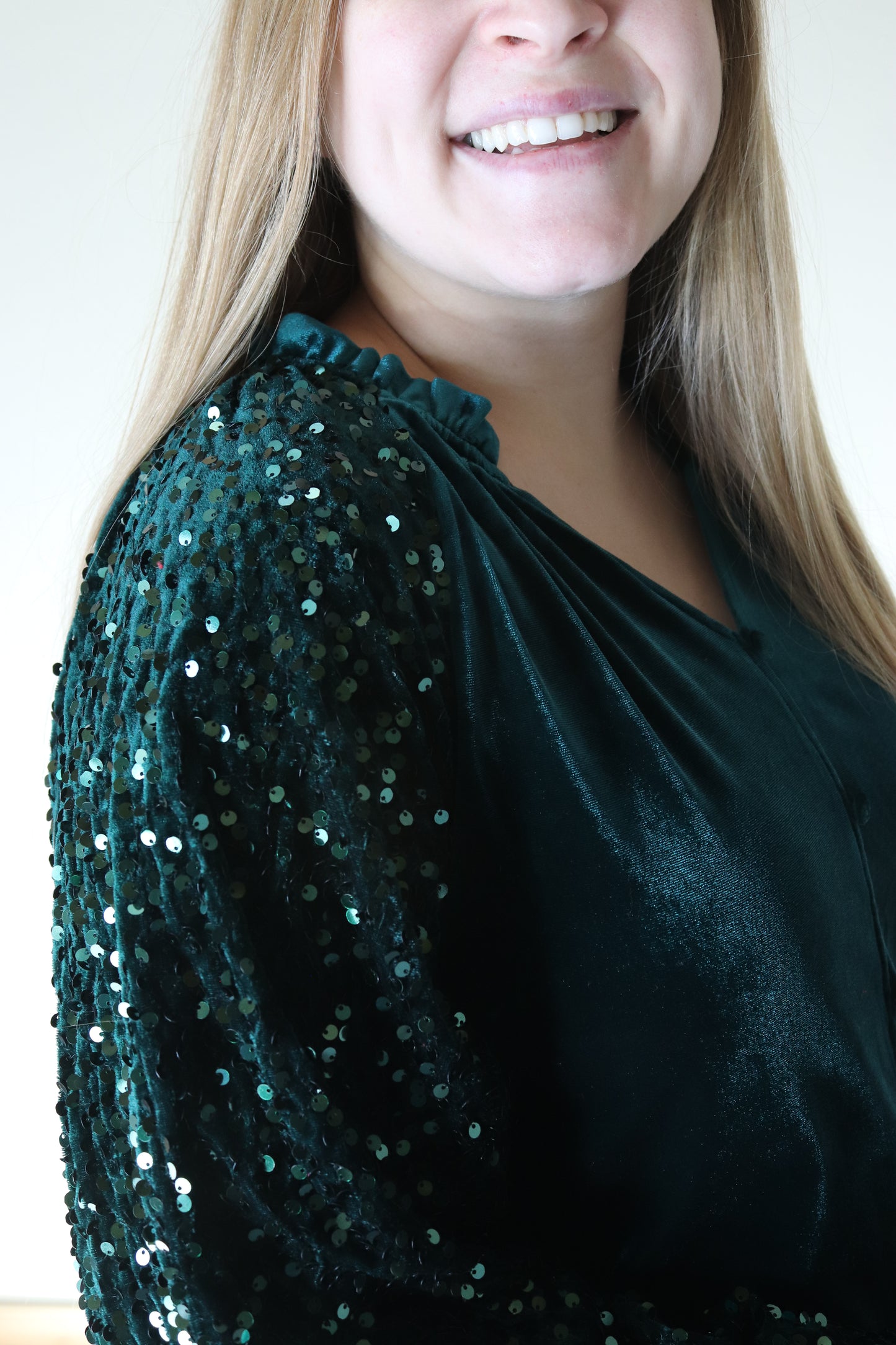 Green Velvet Blouse