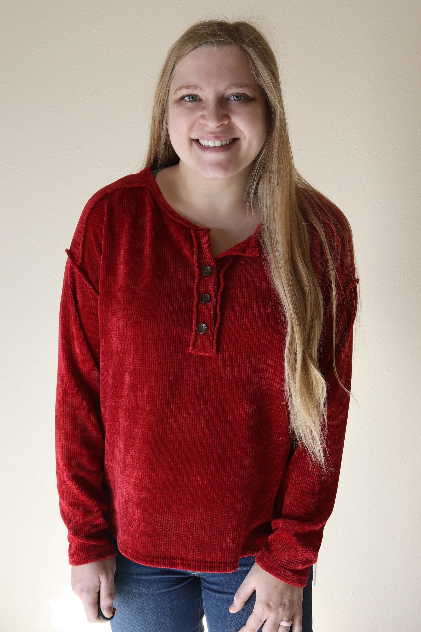 Red Chenille Long Sleeve