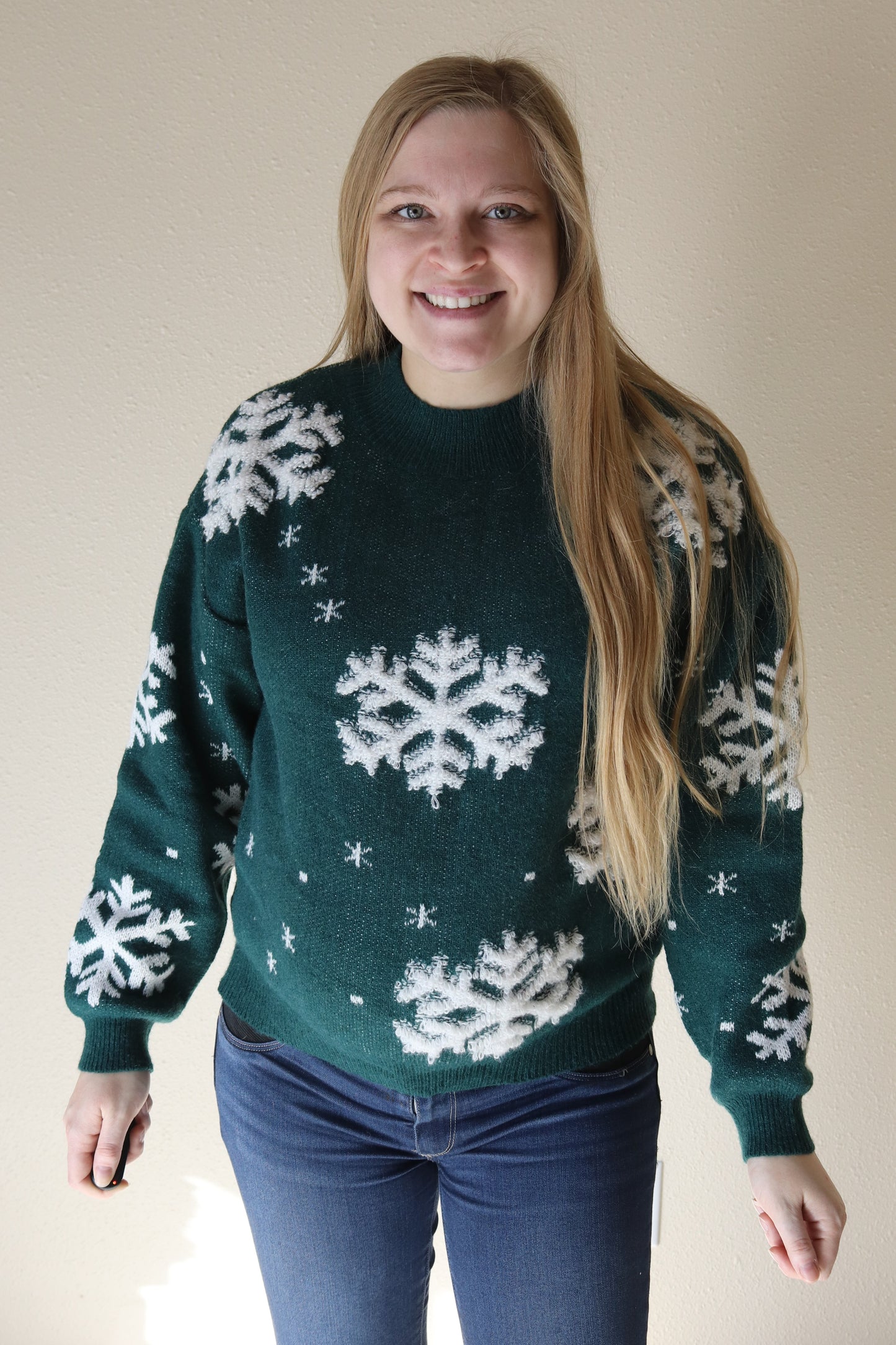 Green Snowflake Sweater