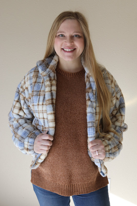 Blue/Brown Plaid Soft Jacket