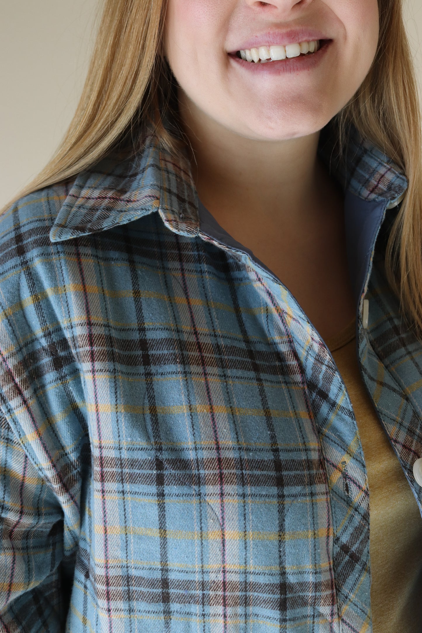 Blue Quilted Plaid Jacket