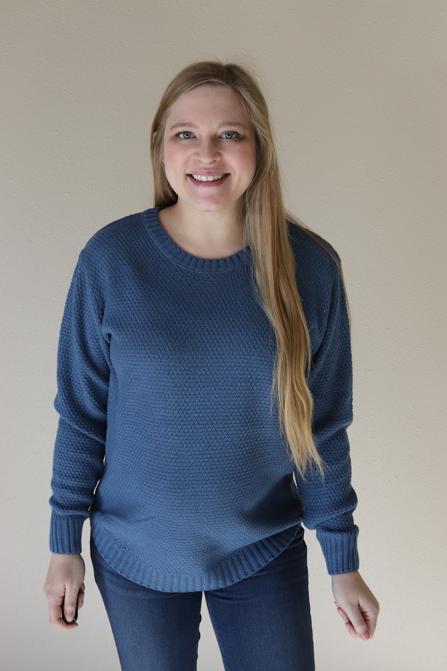 PLUS: Dusty Blue Round Neck Sweater