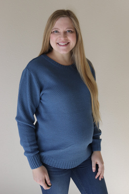 Dusty Blue Round Neck Sweater