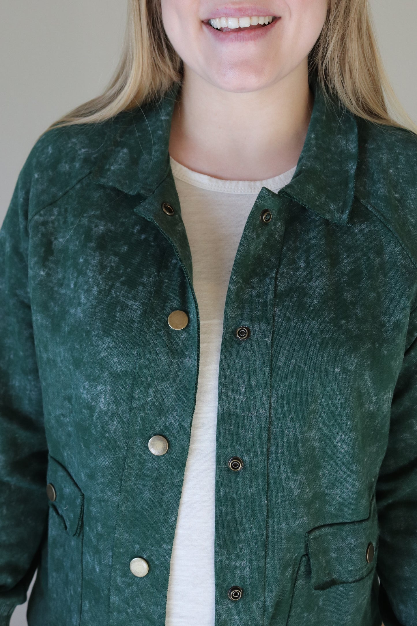 Green Washed Button Up