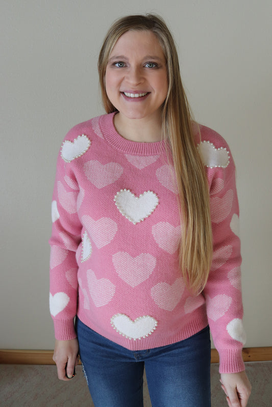 Pearled Heart Sweater