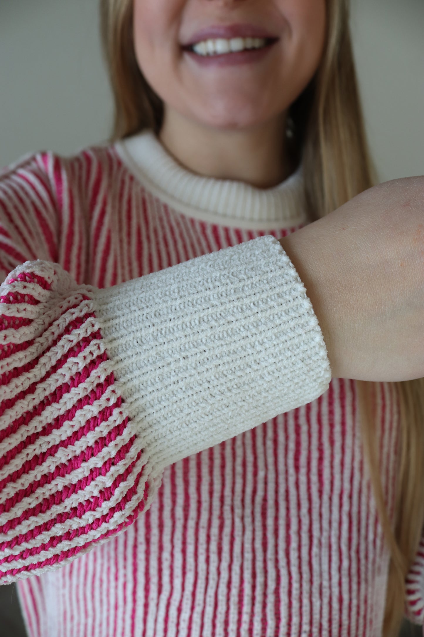 Oversized Pink Striped Sweater