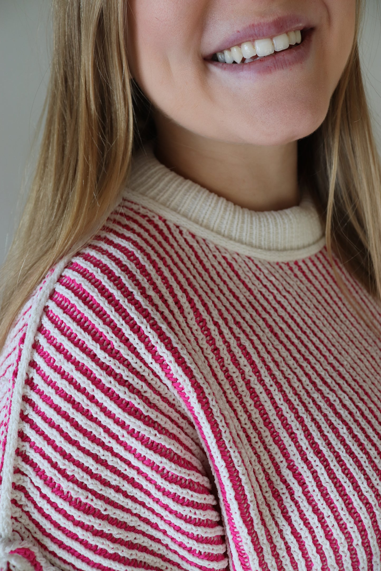 Oversized Pink Striped Sweater