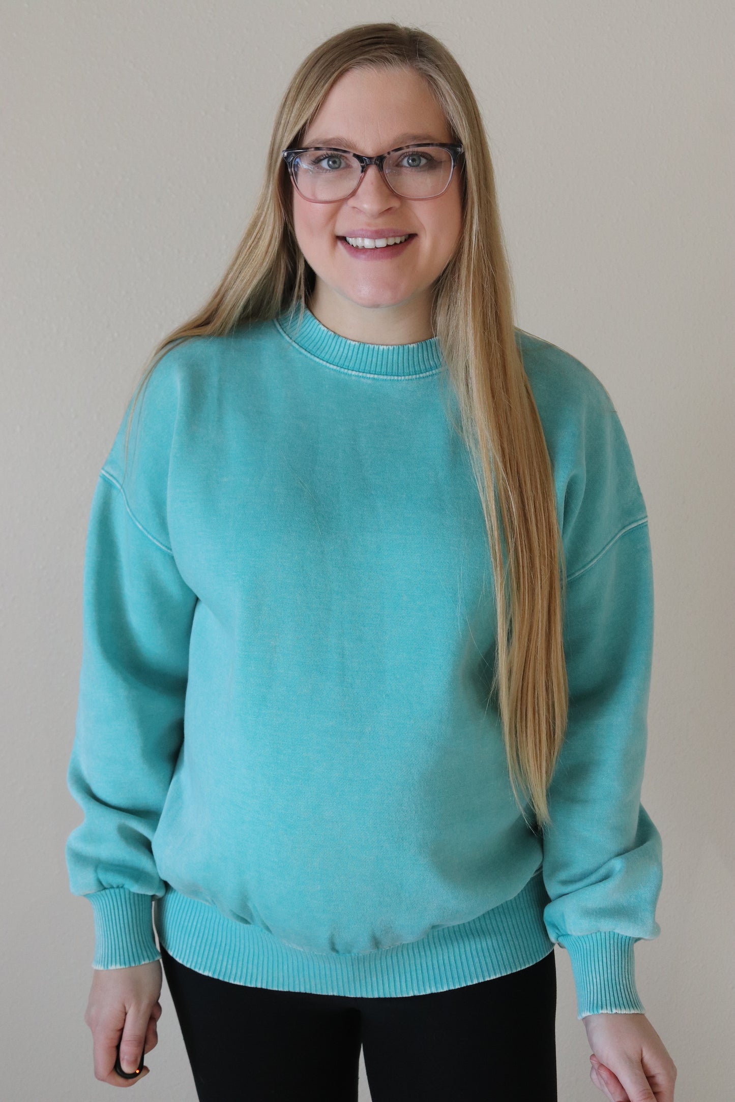 Turquoise Acid Washed Sweatshirt