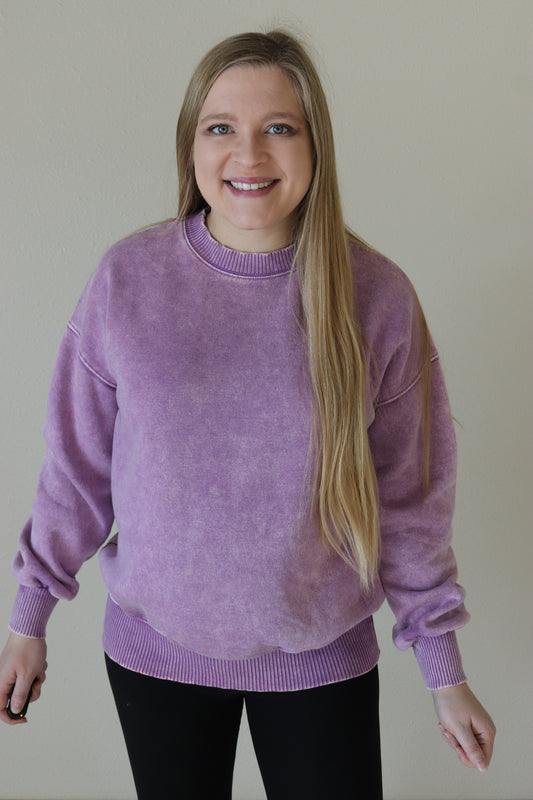 Violet Acid Washed Sweatshirt