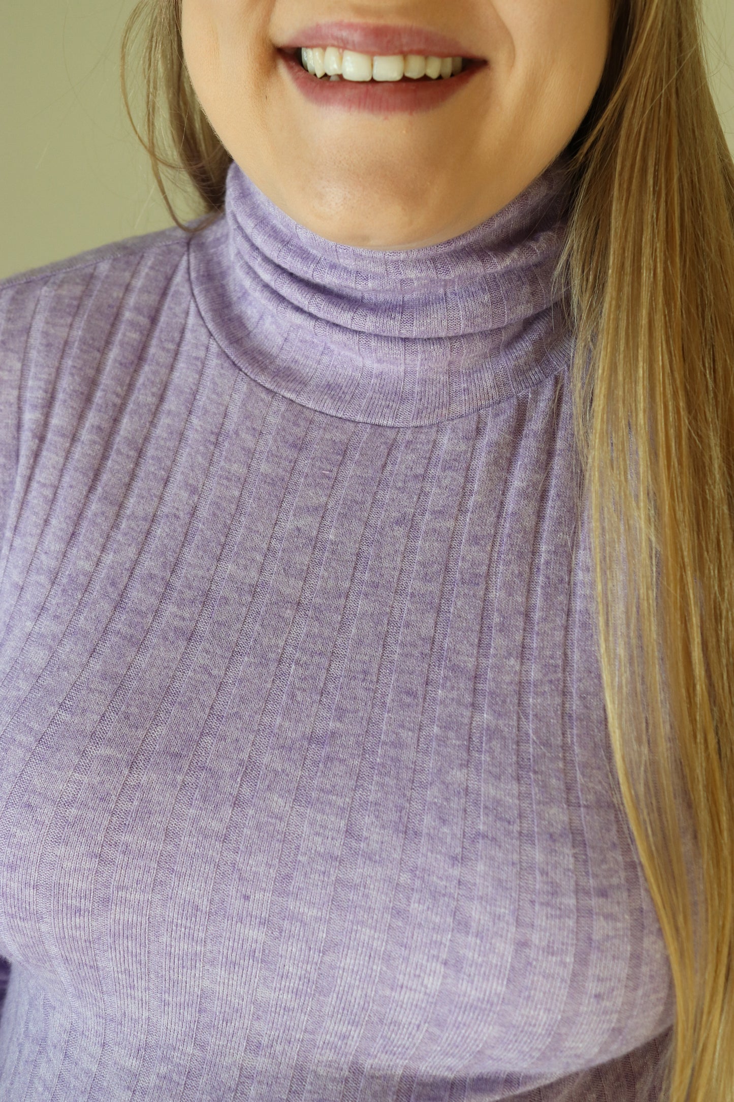 Lavender Ribbed Turtle Neck