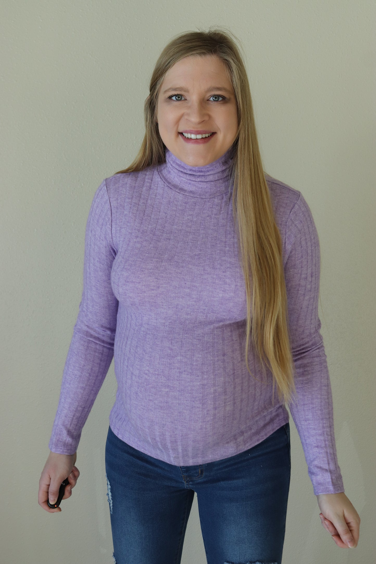 Lavender Ribbed Turtle Neck