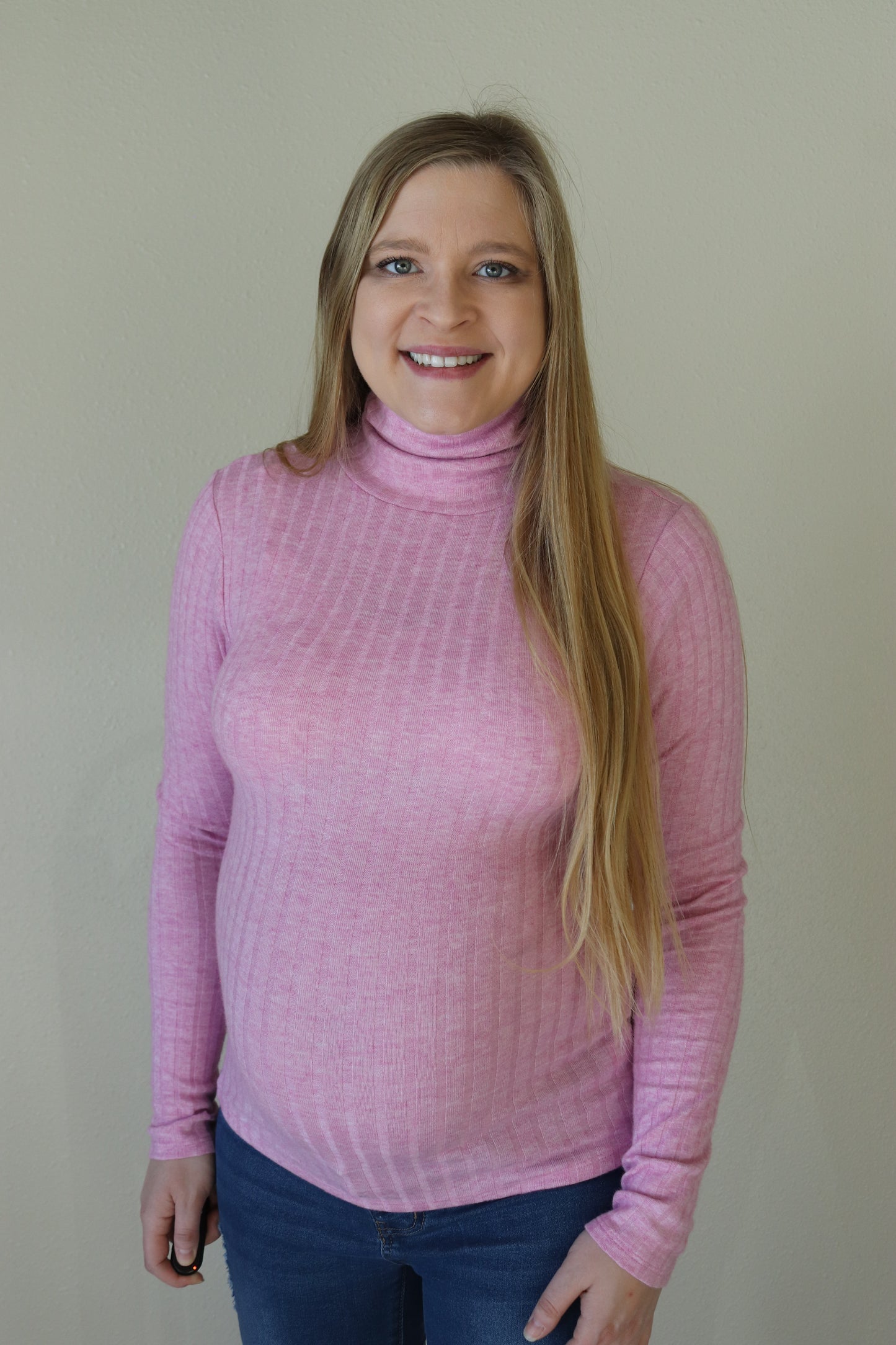 Mauve Ribbed Turtle Neck