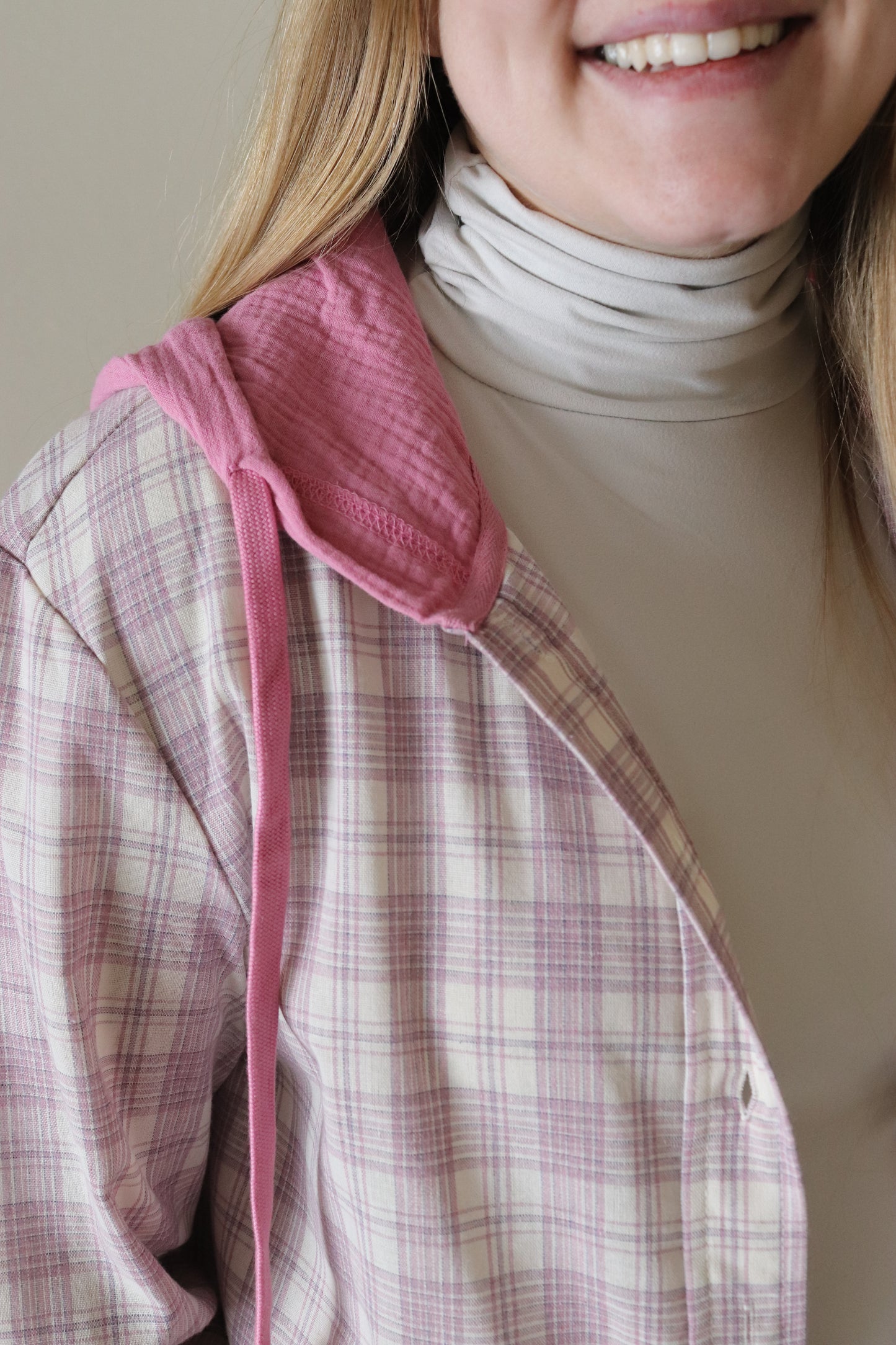 Pink Plaid Button Up