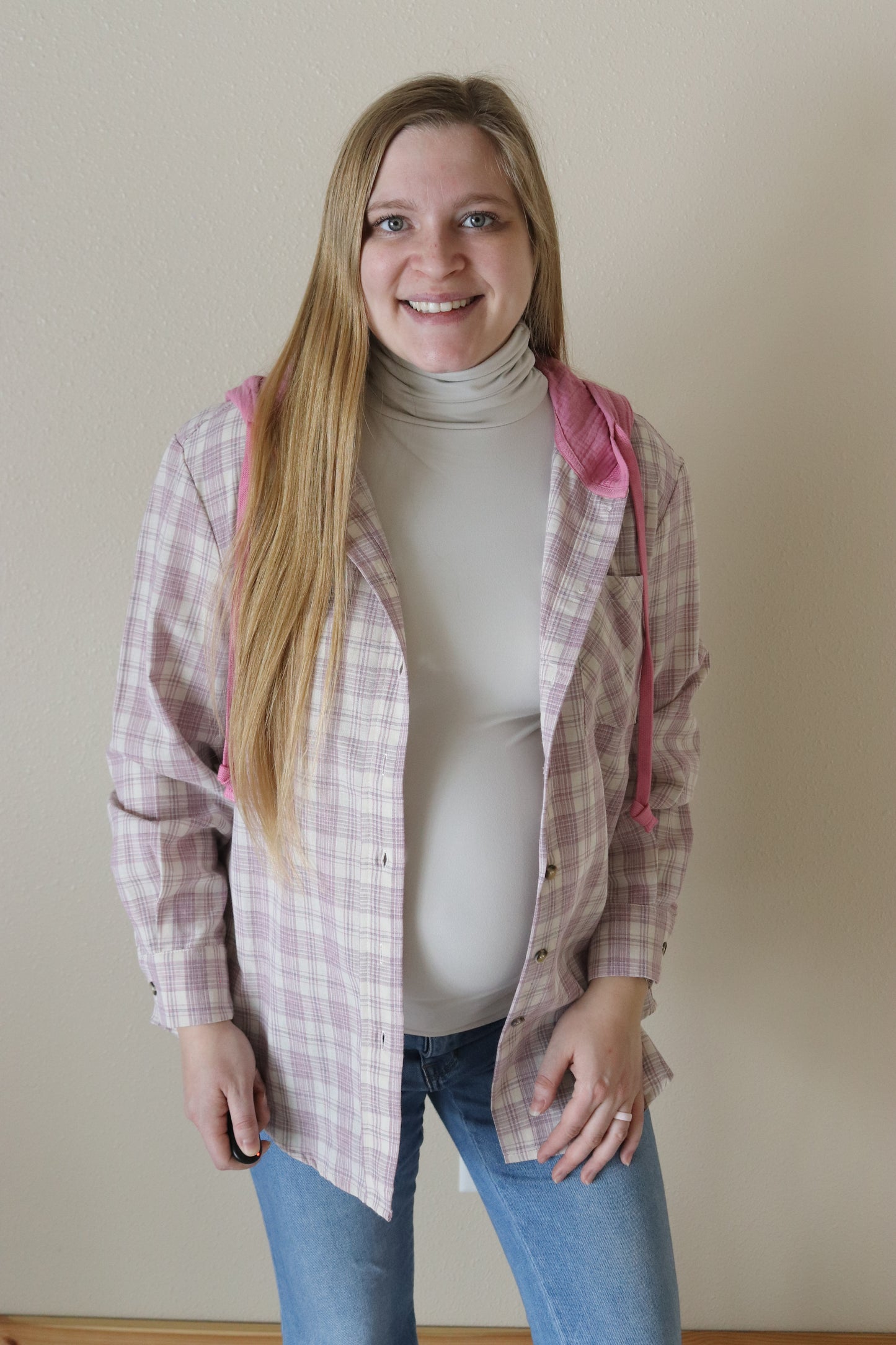 Pink Plaid Button Up