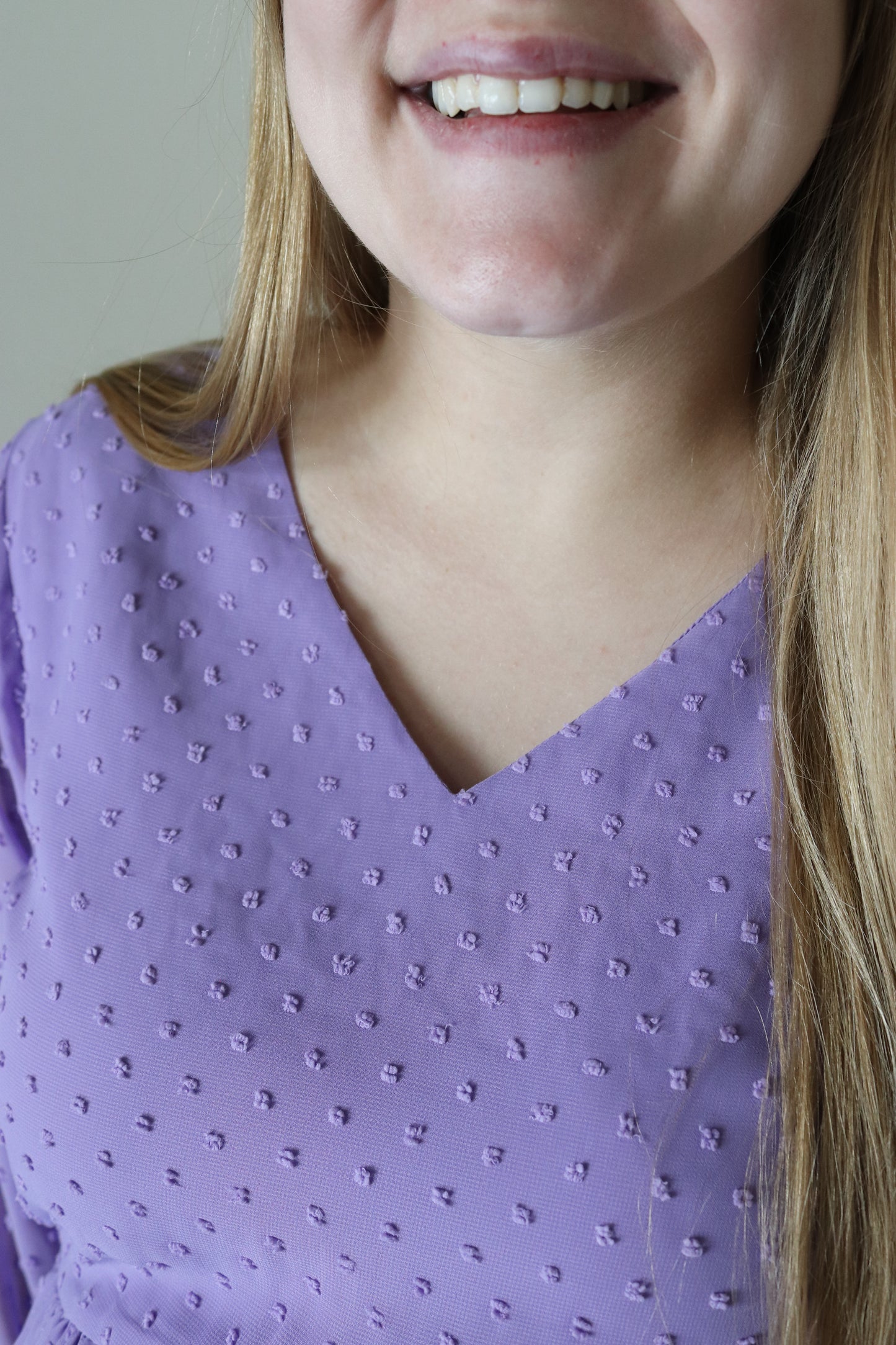 Lavender Swiss Dot Long Sleeve Dress