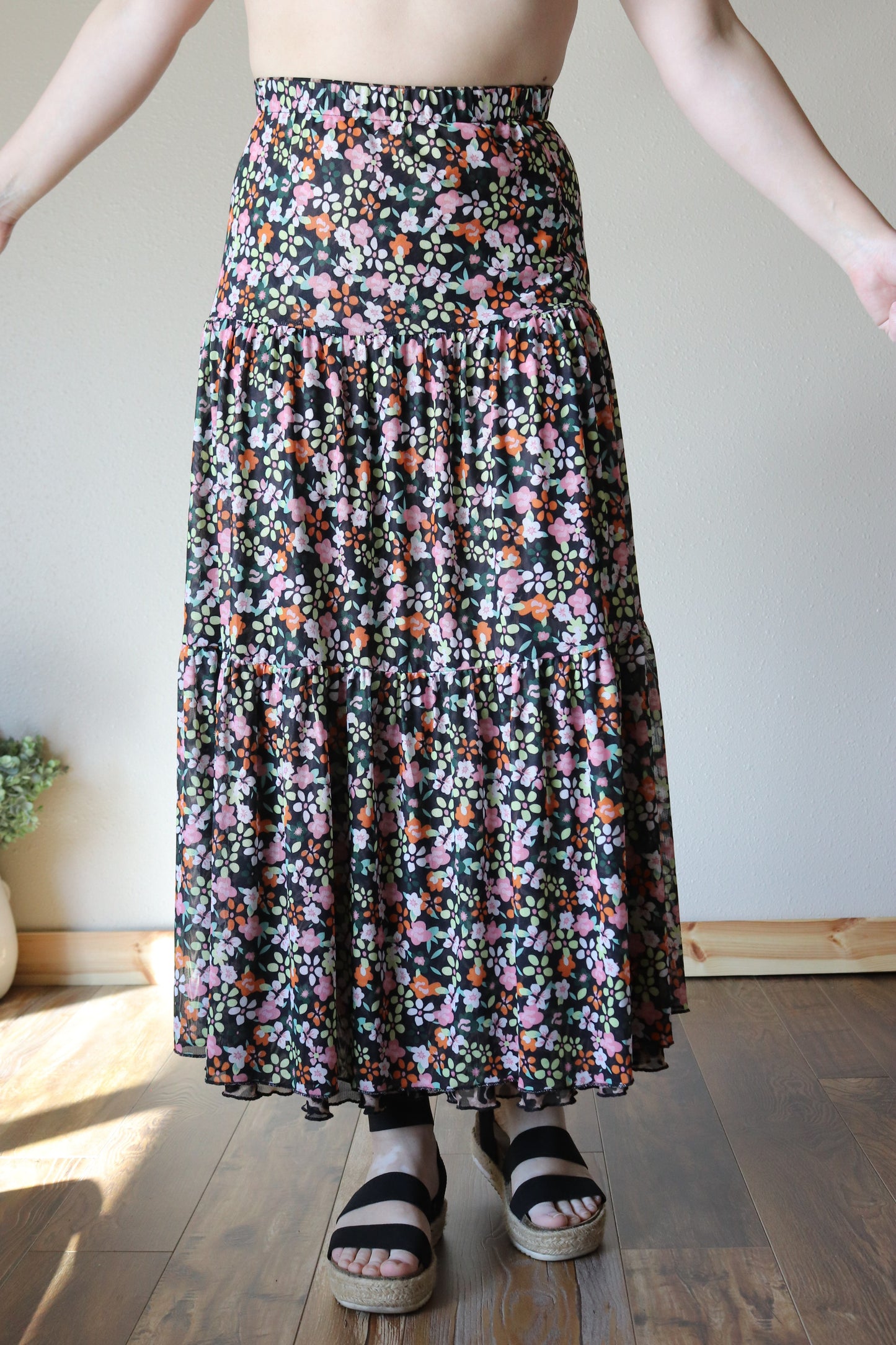 Leopard/Floral Reversible Maxi Skirt