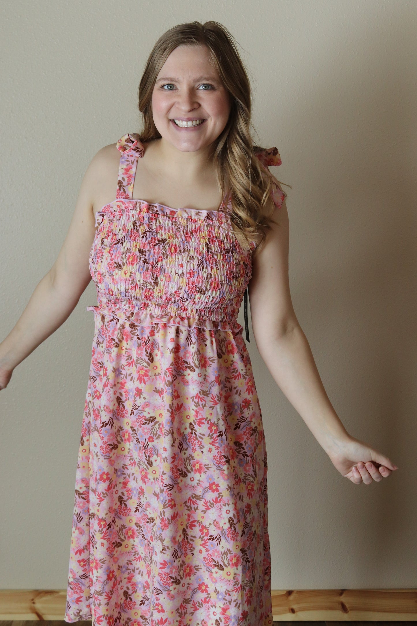 In Bloom Smocked Midi Dress
