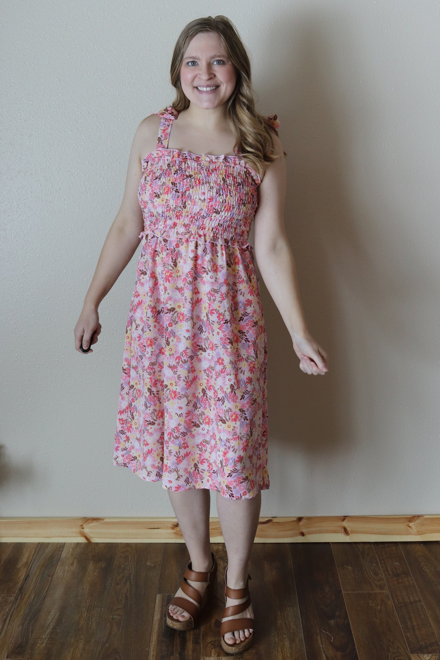 In Bloom Smocked Midi Dress