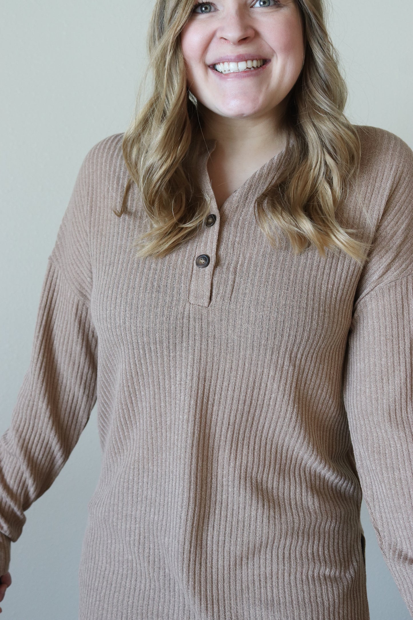 Khaki Textured Henley