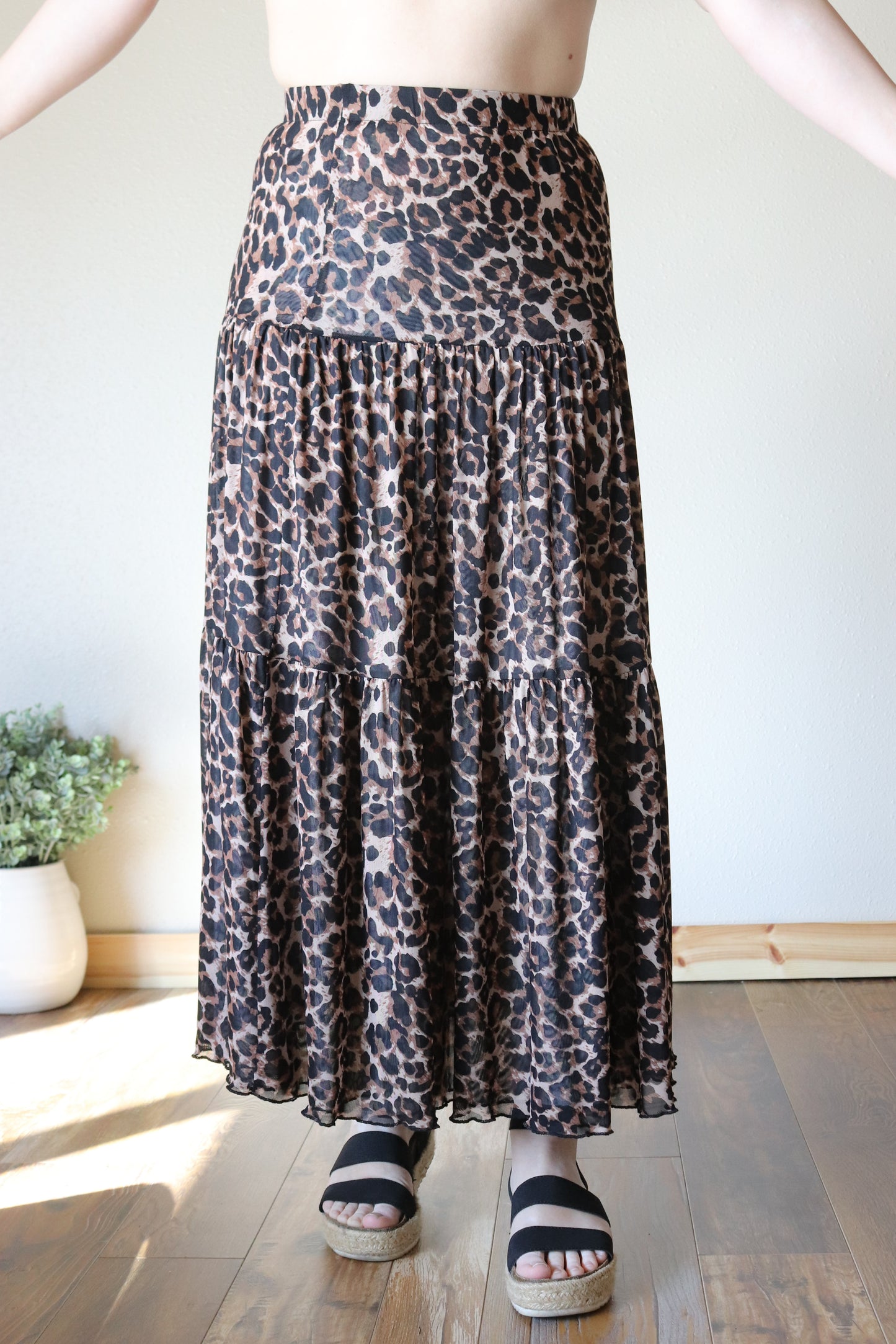 Leopard/Floral Reversible Maxi Skirt