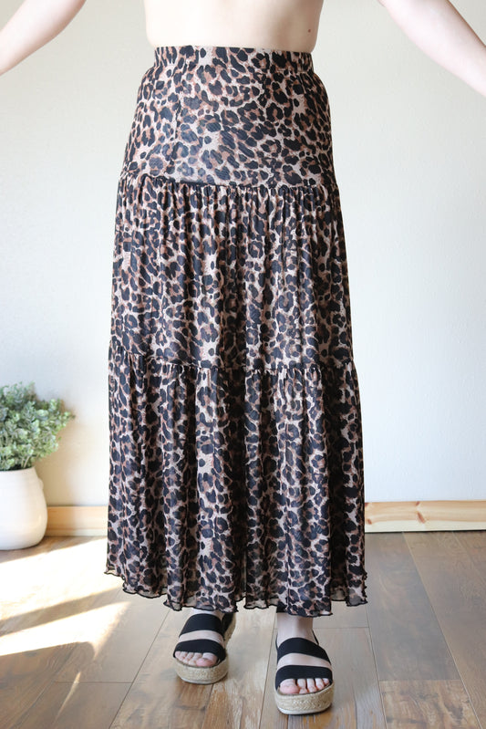 Leopard/Floral Reversible Maxi Skirt