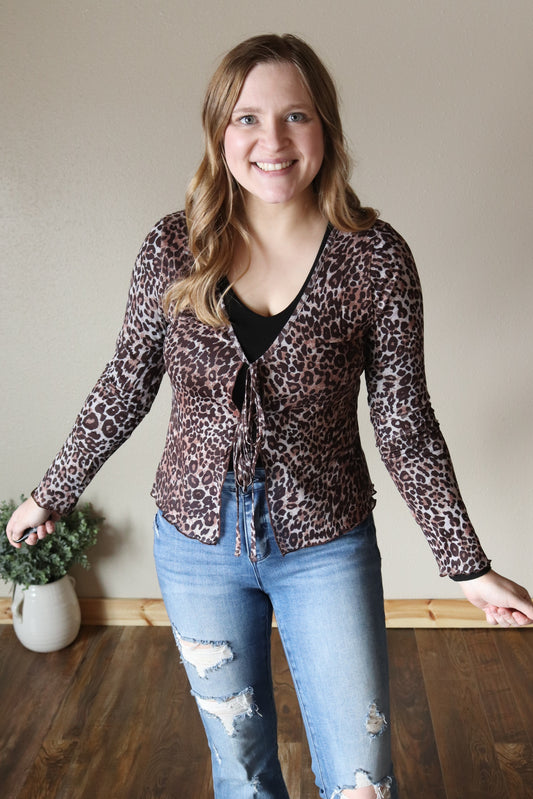 Leopard Mesh Cardigan