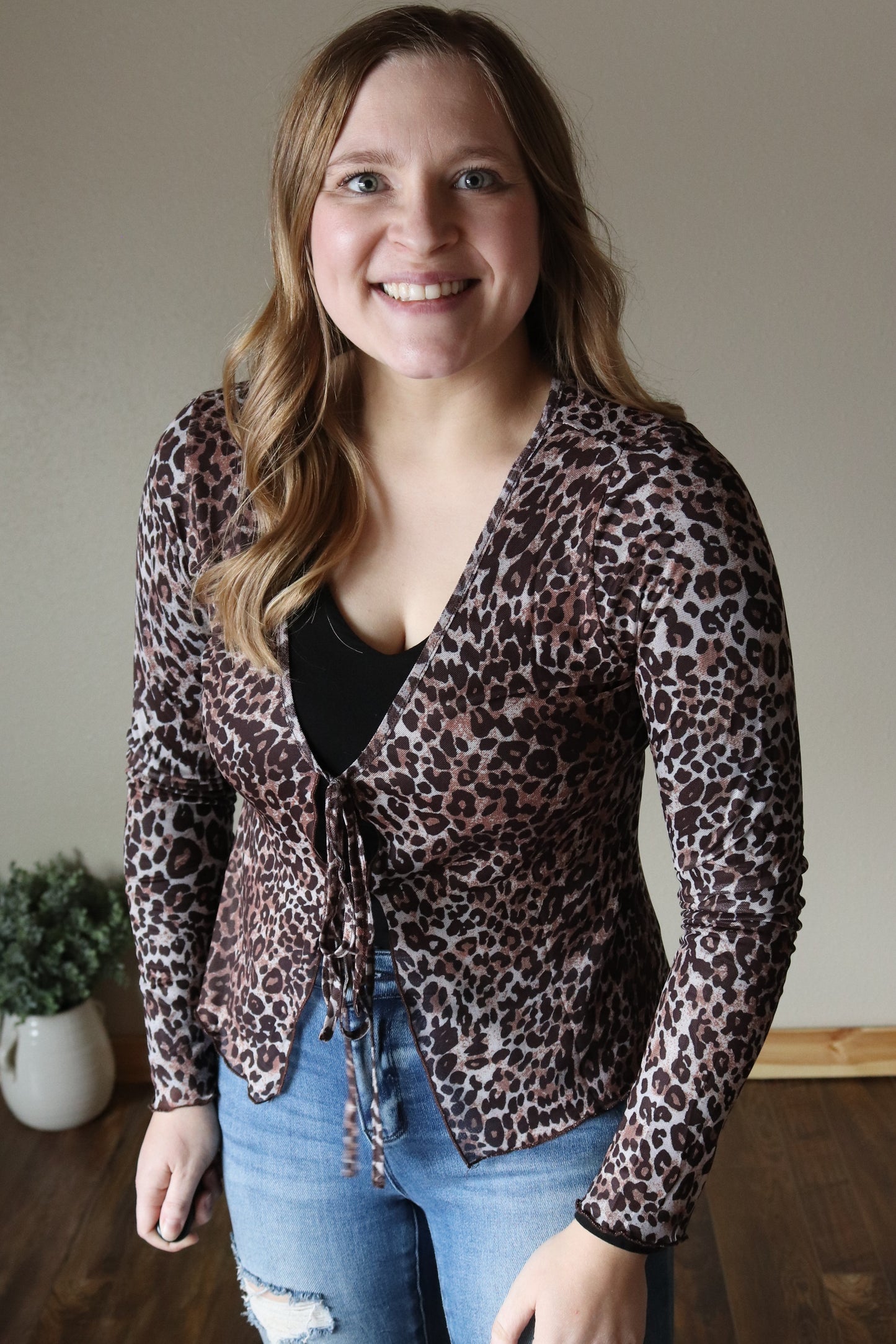 Leopard Mesh Cardigan