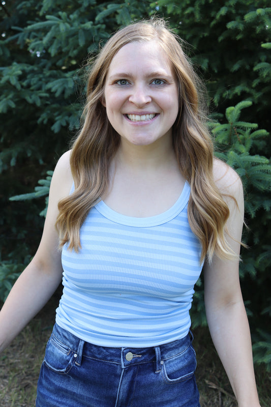 Light Blue Reversible Striped Tank