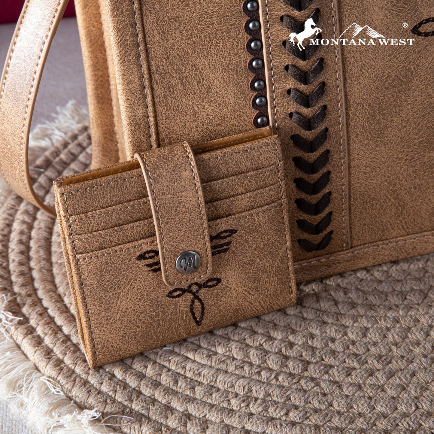 MONTANA WEST: Whipstitch Small Tote (Concealed Carry) with Wallet