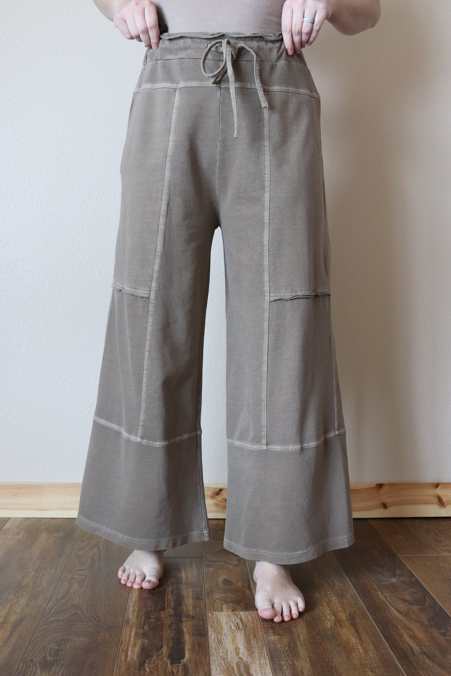 Mocha Stitched Wide Leg Pants