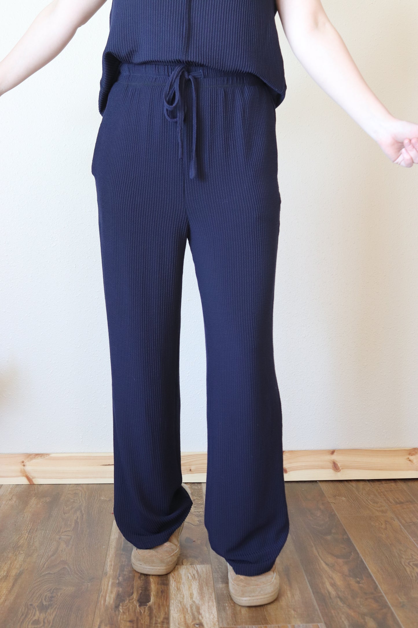 Navy Ribbed Pants