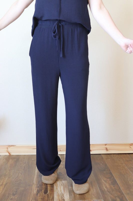 Navy Ribbed Pants