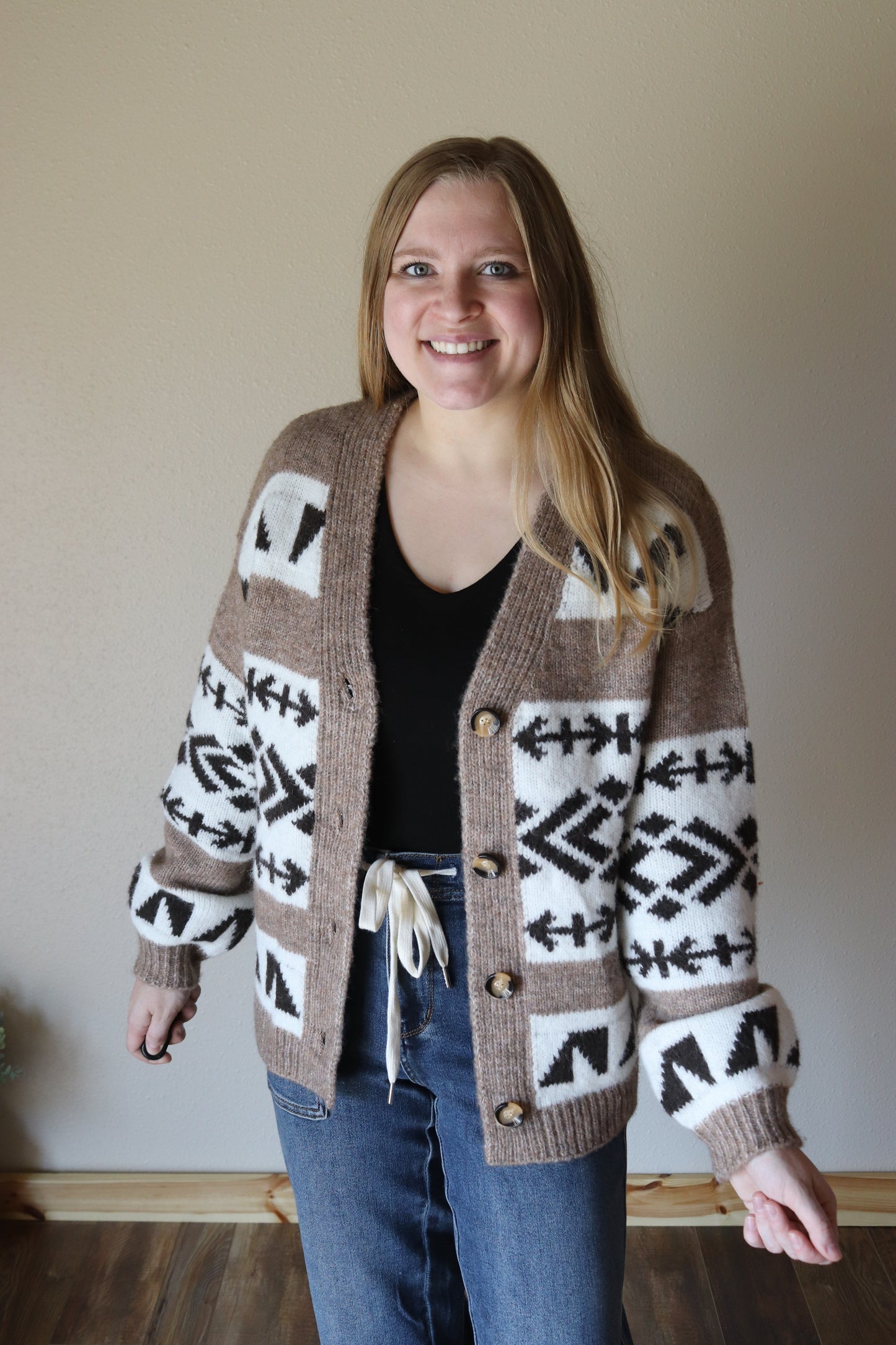 Neutral Geometric Cardigan