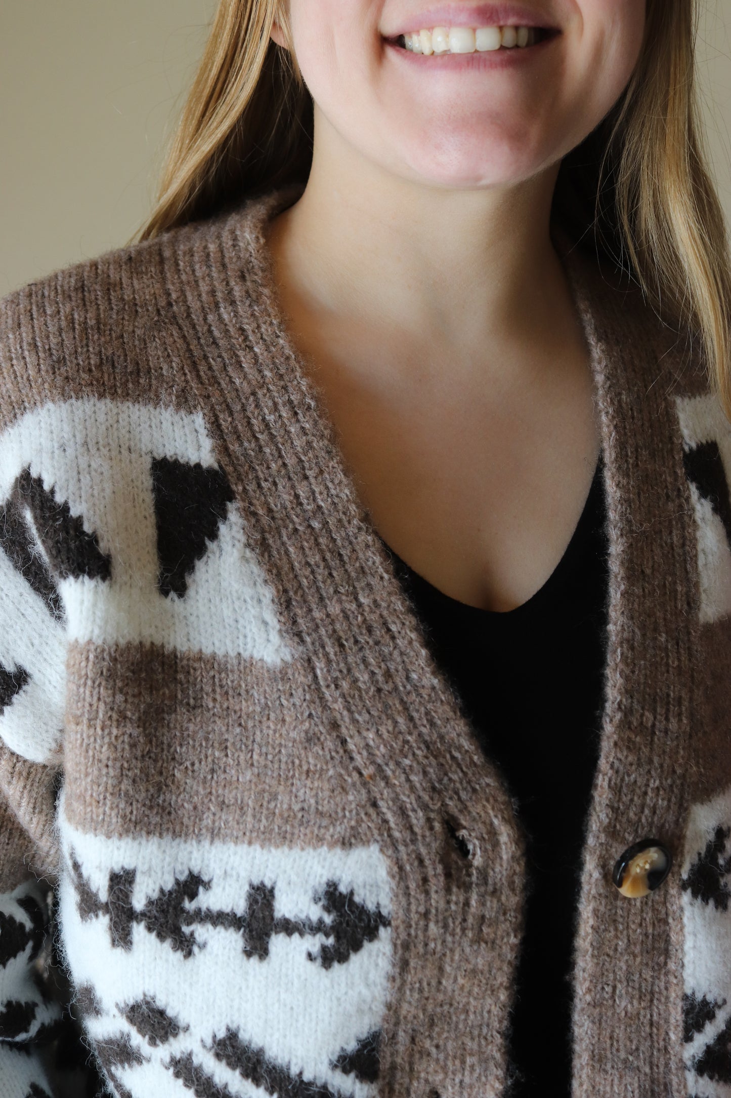Neutral Geometric Cardigan