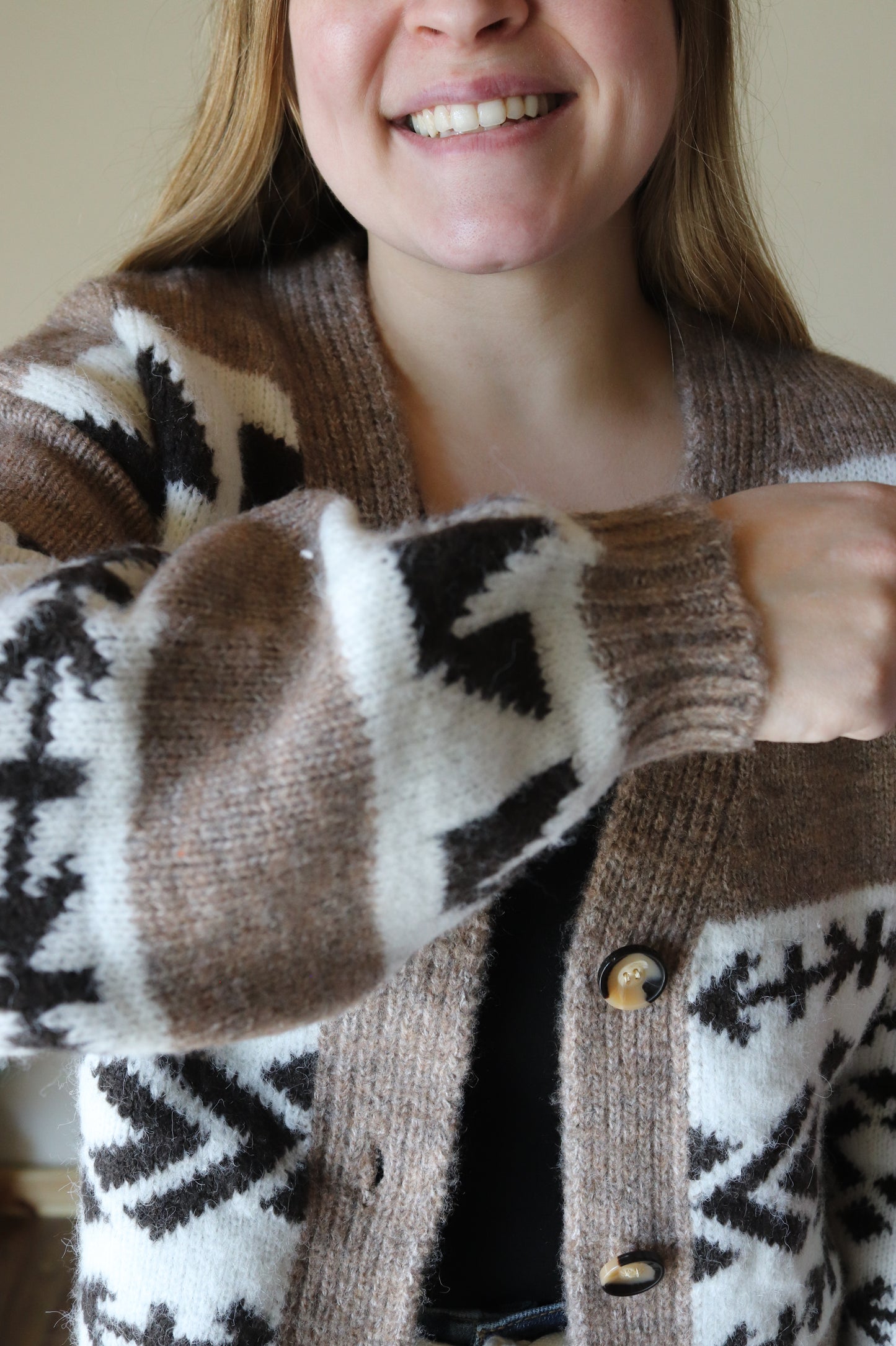 Neutral Geometric Cardigan