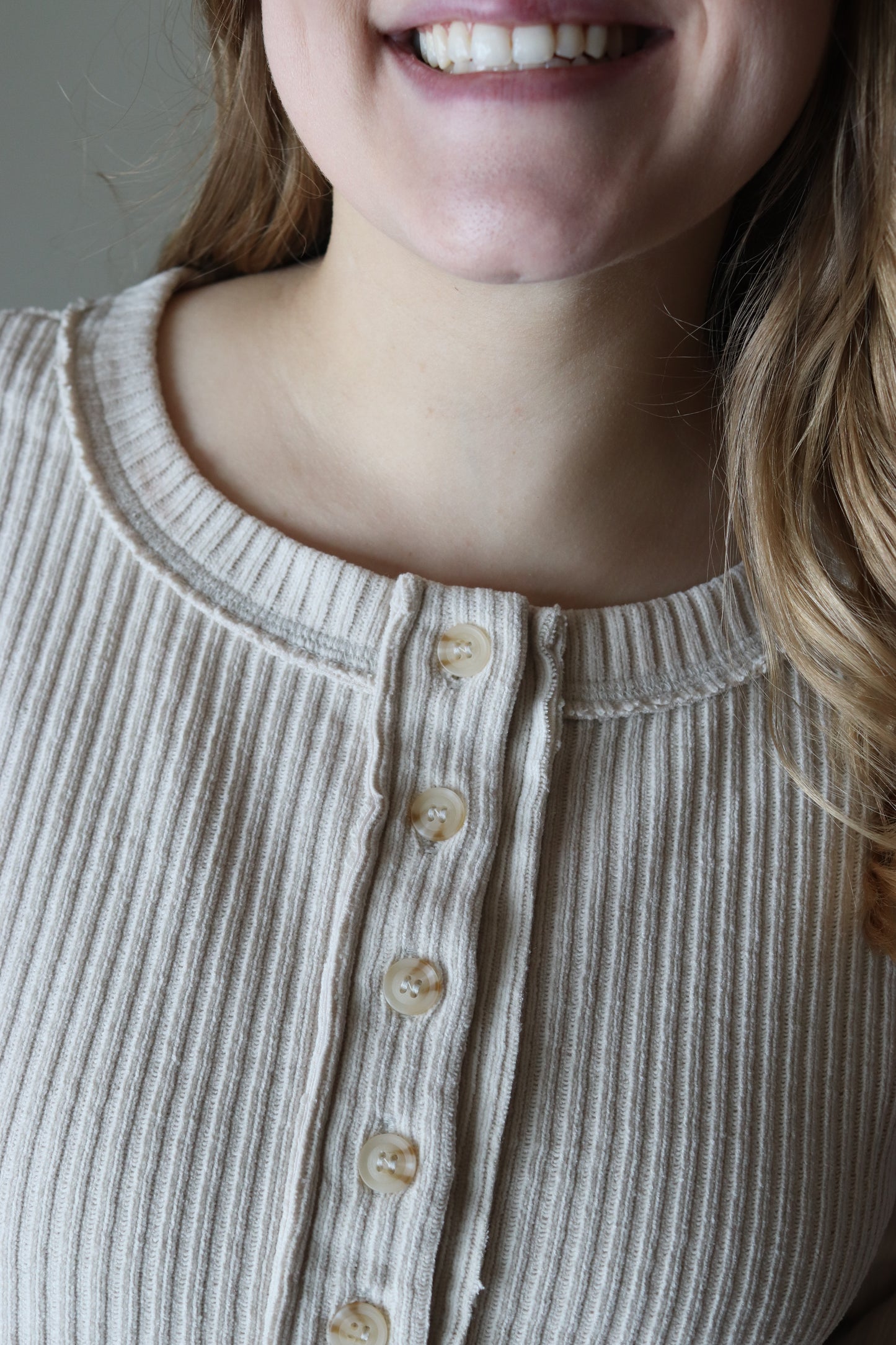 Oatmeal Ribbed Henley