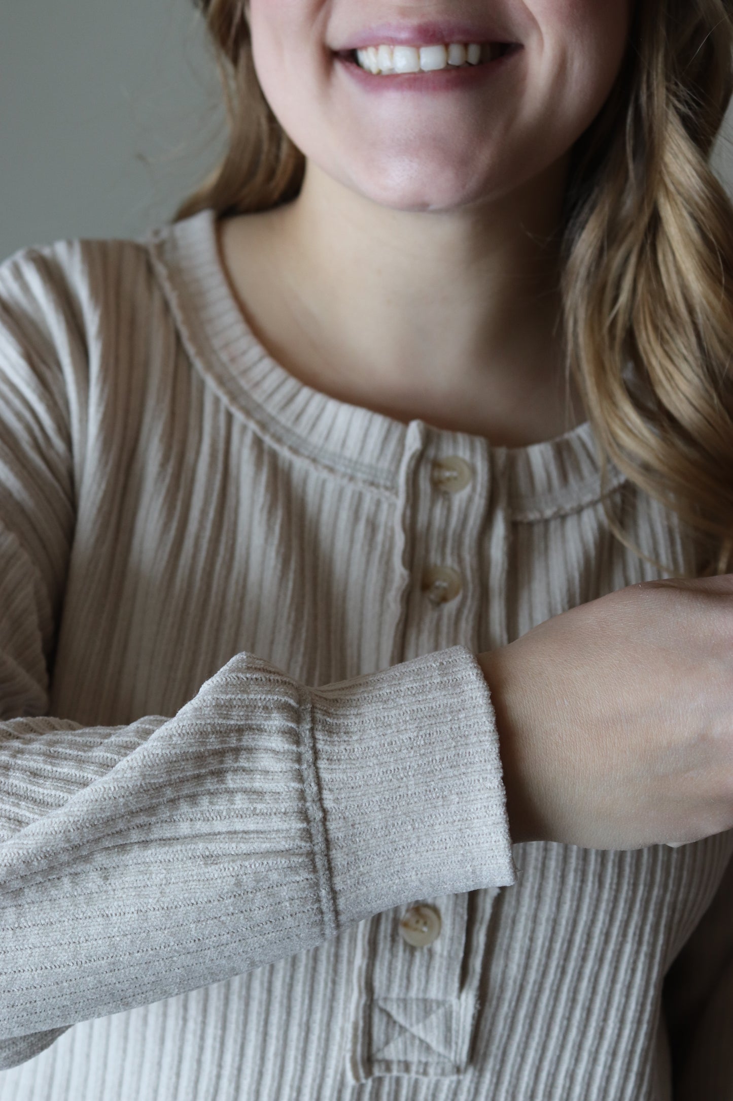Oatmeal Ribbed Henley