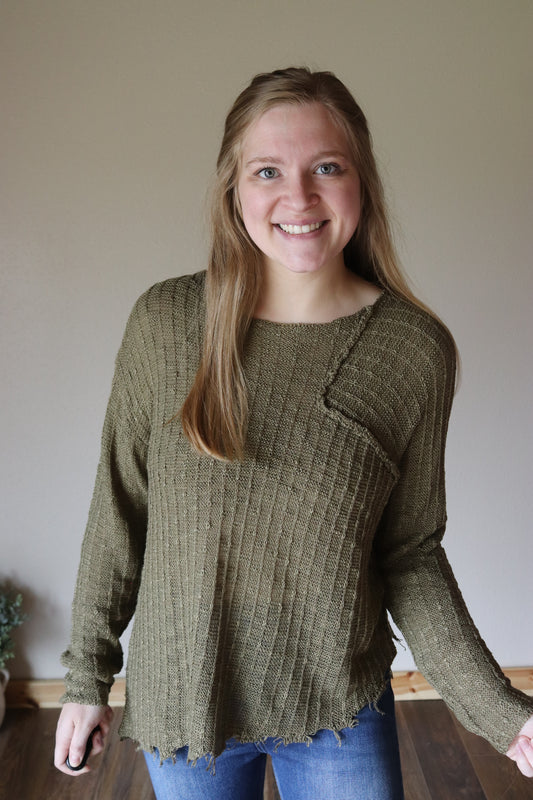 Olive Patchwork Top