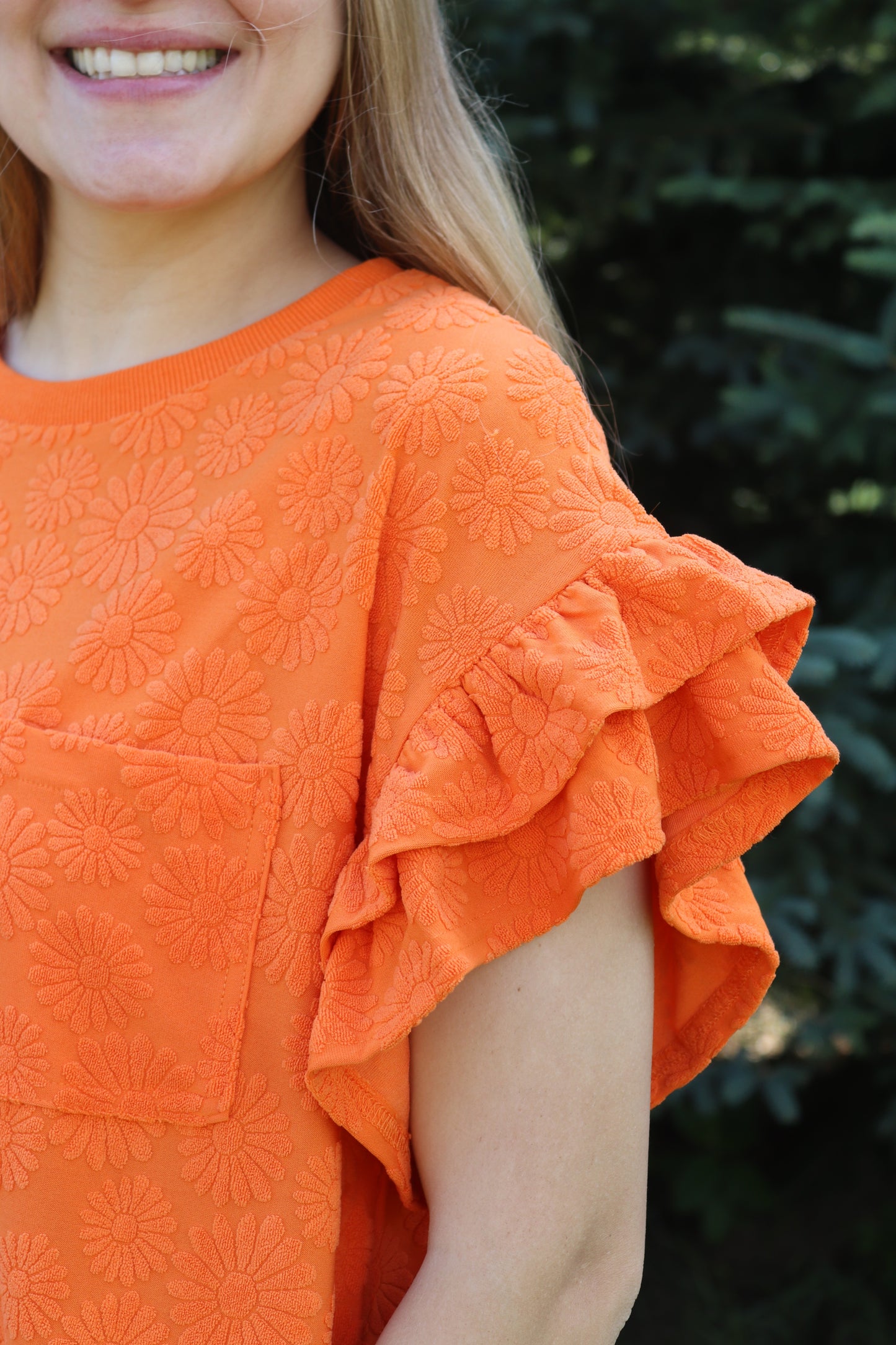 Orange Floral Textured Set