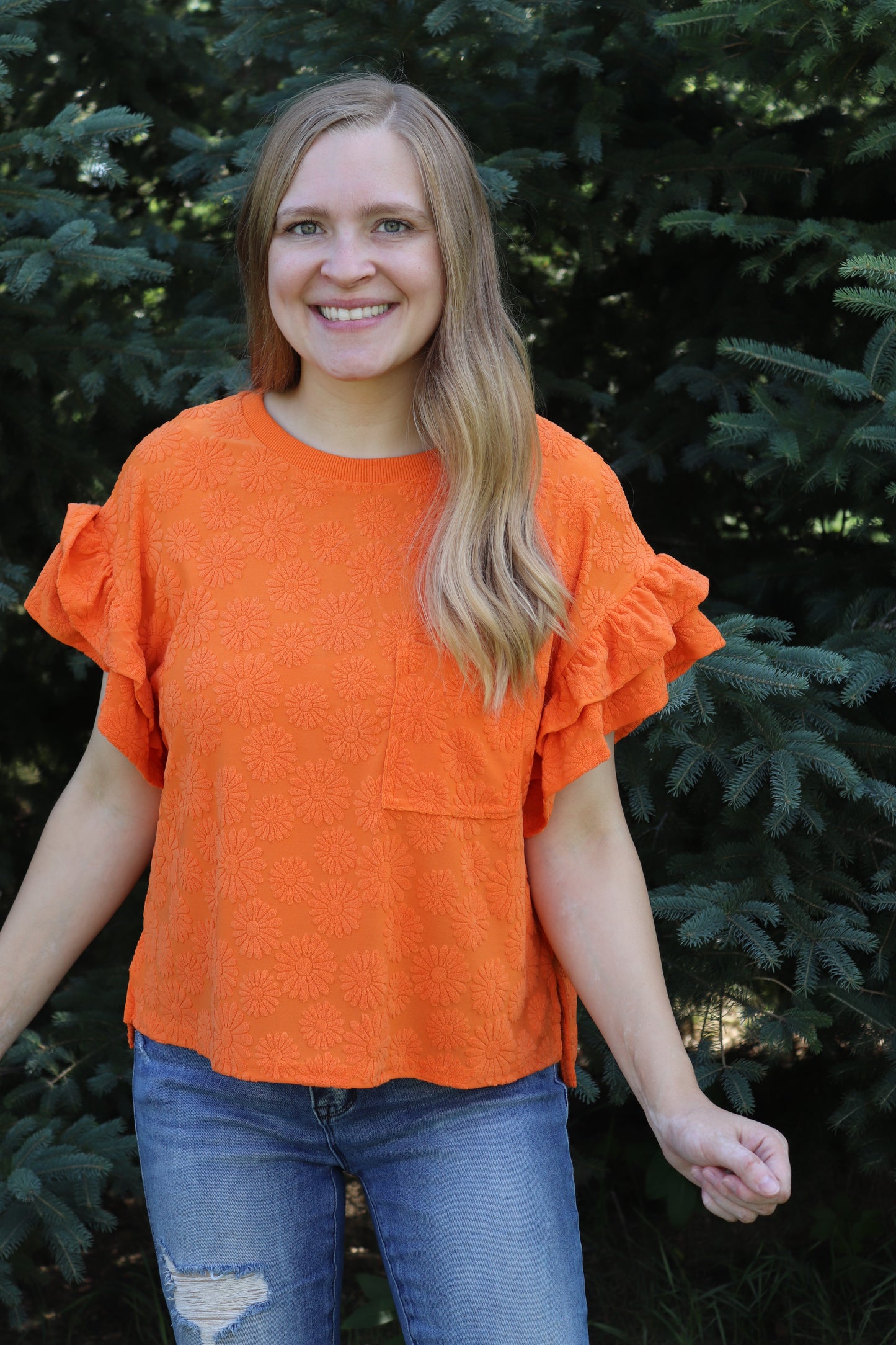 Orange Floral Textured Set