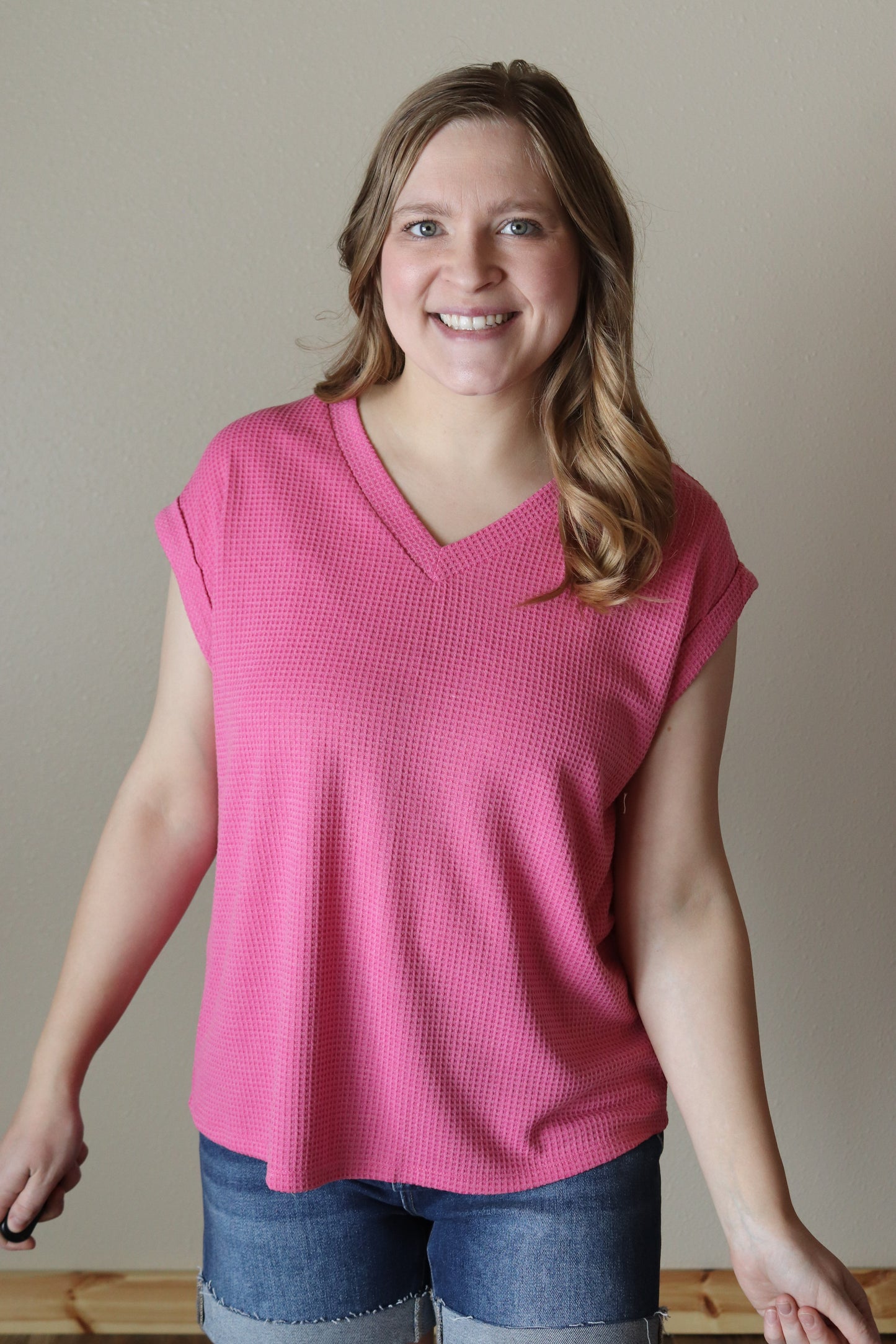 Pink Thermal Knit Top