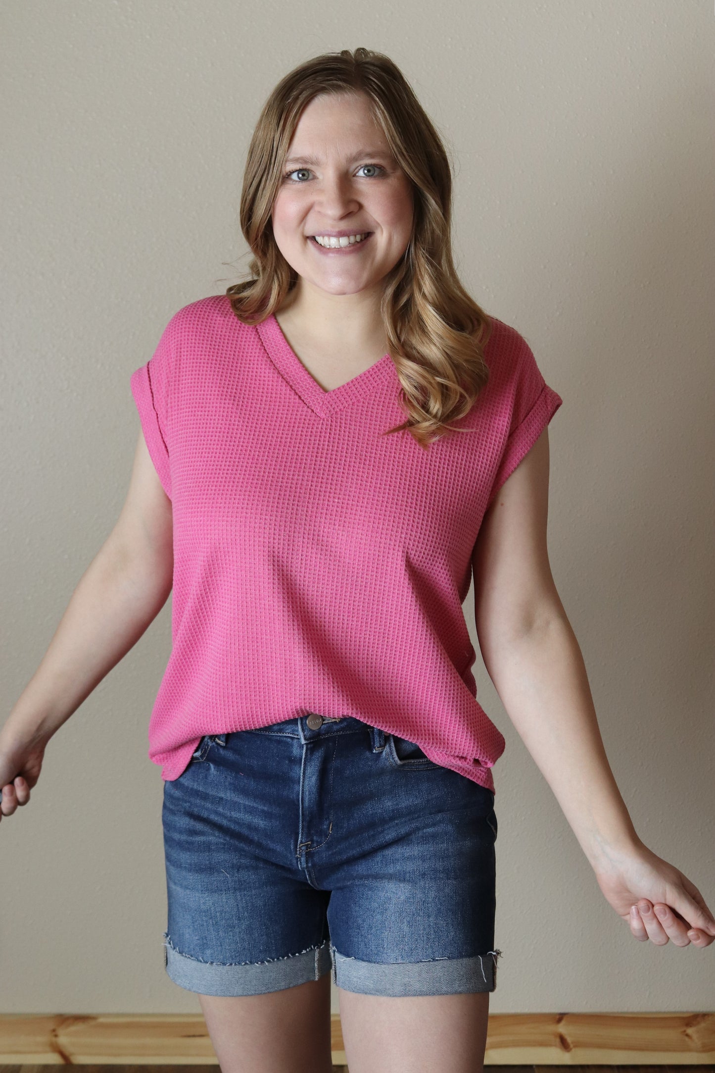 Pink Thermal Knit Top