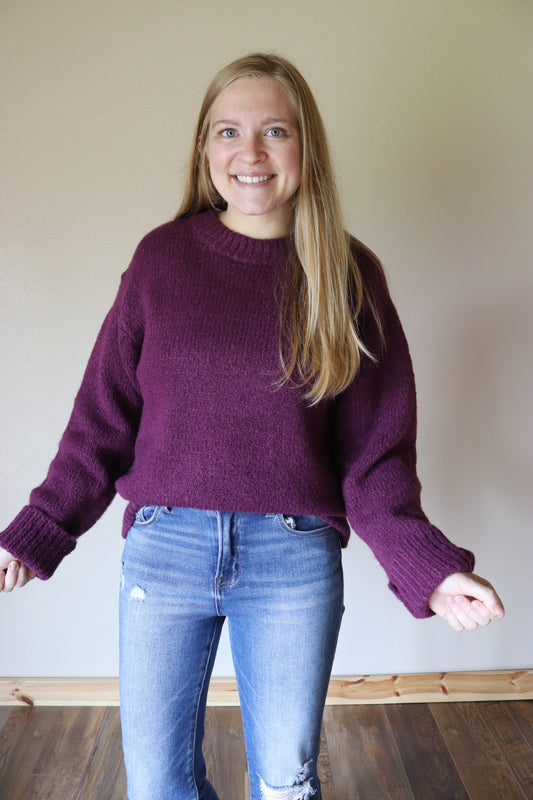 Plum Round Neck Sweater