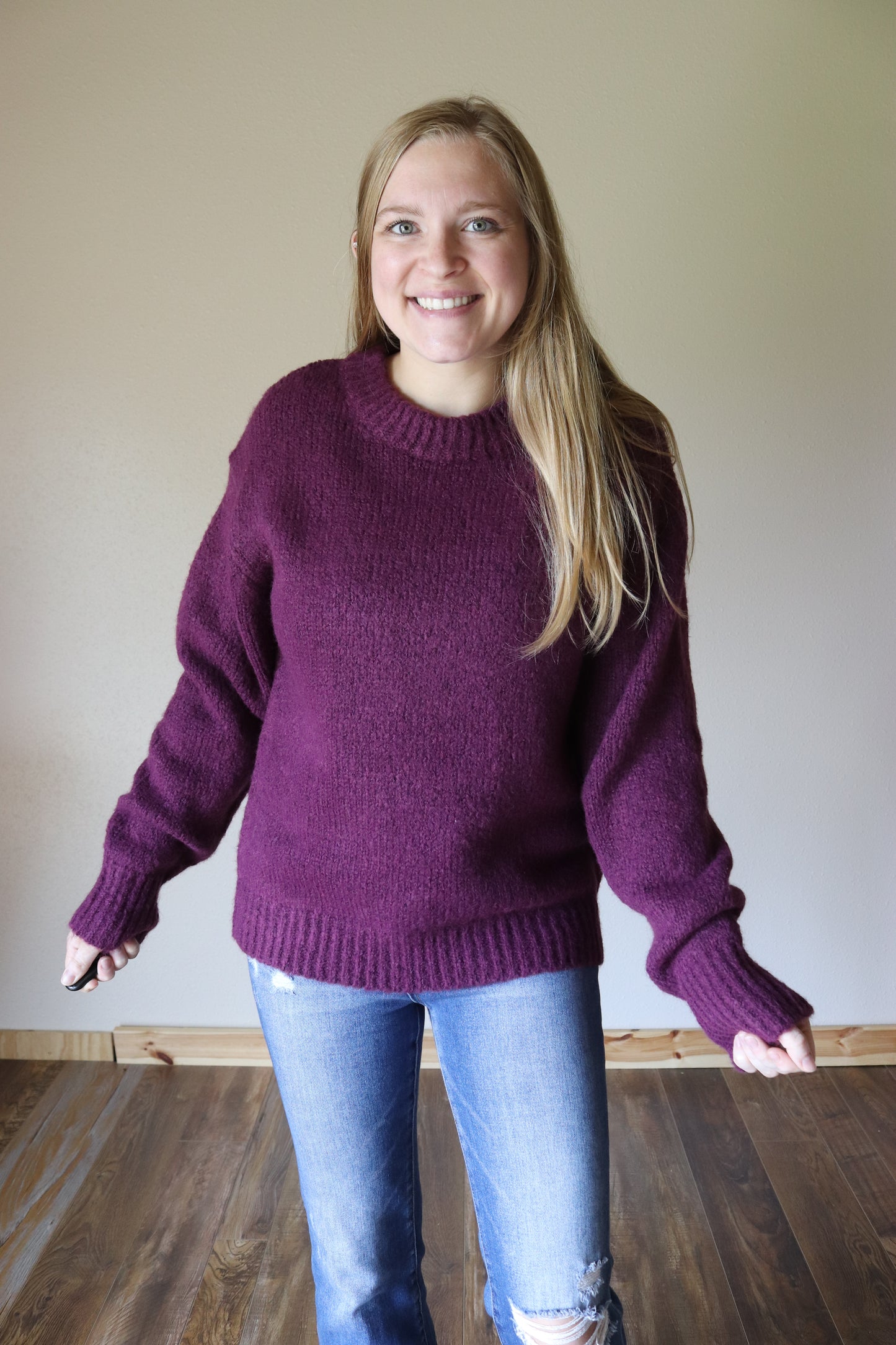 Plum Round Neck Sweater