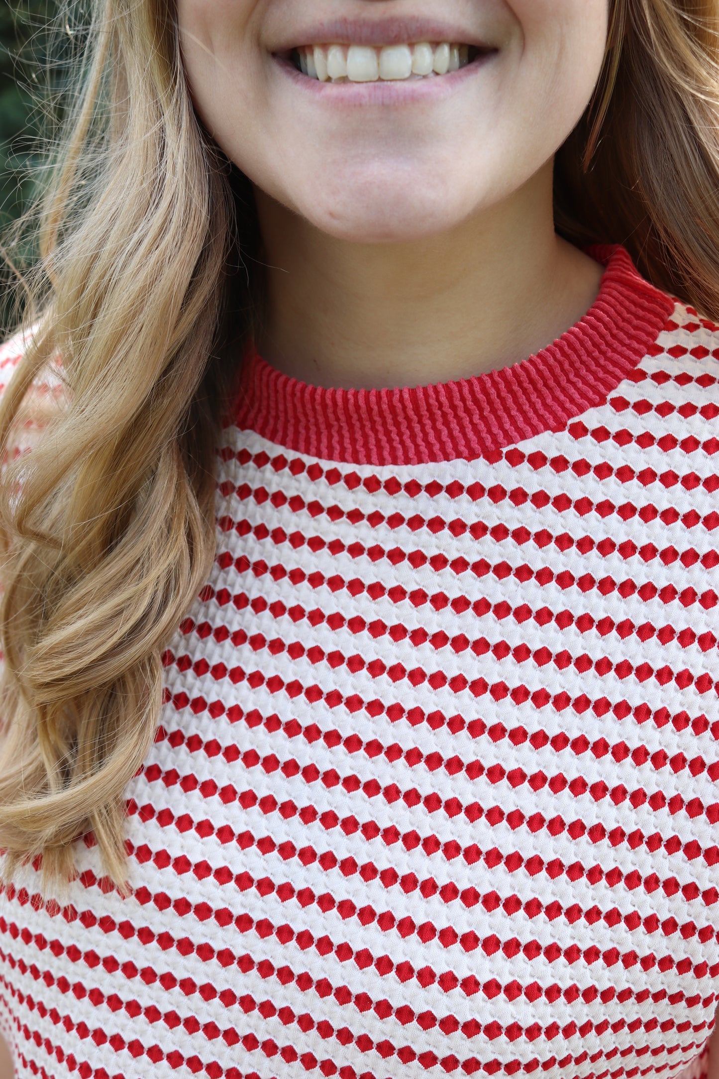 Red Popcorn Striped Set